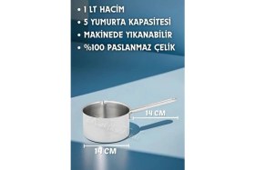Resim 14 cm Paslanmaz Çelik Kaçerola | Sütlük | Mini Yumurta Haşlama Tavası 