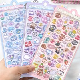 Resim 1 adet Kawaii Candy Tavşan 3D Pofuduk PVC Yapıştırmaları, Scrapbooking, DIY Jurnaller, Sıkı Aestetik Ofis Malzemeleri Süslemeleri 