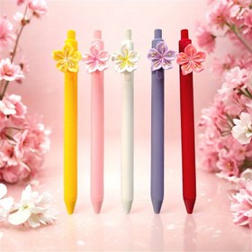 Resim Sakura Romantik Jel Kalem - Renkli Sakura Çiçeği Üstü ile Estetik Pres Jel Kalem, 0.5mm Siyah ST Dolum, Okul, Ofis, Ev veya Öğrenci Ödülleri için Mükemmel - Öğrenciler ve Profesyoneller için İdeal Hediye, Hediye Kırtasiye | Çiçek Üstü Kalem | Canlı Tasarım 