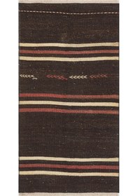 Resim El Dokuma Çizgili Keçi Kılı Yün Kilim 
