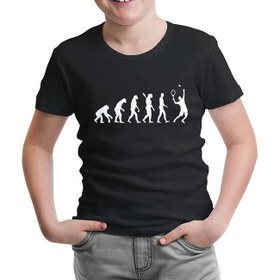 Resim Tenis Player Evolution Siyah Çocuk Tshirt 