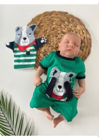 Resim Yeşil Kedi Baskılı Tulum Kukla Hediyeli Yeşil 