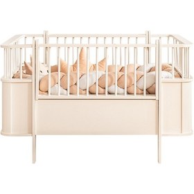 Resim Mdf Beşik, Krem Dünya Büyüyen Beşik 80x130 - Krem Dünya Karyola 80x190 Beyaz 