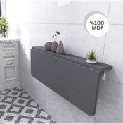 Resim Kydonia Home 110x60 Cm Oval Köşeli Sabit Raflı Duvara Monte Kırma Katlanır Masa 