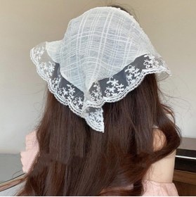 Resim synshop Beyaz Bohem Kadın & Kız Çocuk Dantel Detaylı Bandana Pembe Üçgen Saç Bandı Taç Vintage Yazlık 