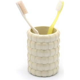 Resim Bosphorus Sia Diş Fırçalık Örgü Model Banyo Aksesuarı 8x8x11 CM Krem 
