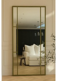 Resim Ersan Dizayn Gold Metal Çerçeveli Modern Dekoratif Boy Aynası - 80x180 Cm Gold 