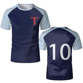 Resim Snapbuy Kaptan Tsubasa Baskılı Nefes Alabilen Tişört - Erkek Ve Kadın Spor Giyimmavi Mavi 