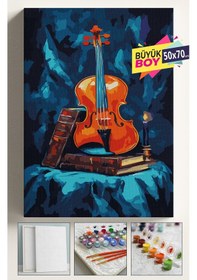 Resim Sayılarla Boyama Seti Numaralı Tuval Fırça Boya Dahil Kasnaklı Set 50x70 Cm - Keman 