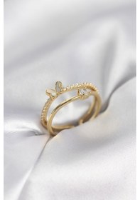 Resim Gold Renk 2'li Zirkon Taşlı Kelebek Model Kadın Yüzük Karışık 