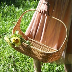 Resim İmitasyon Rattan Dokuma Tekli Meyve Sepeti Ekmek Tepsisi 