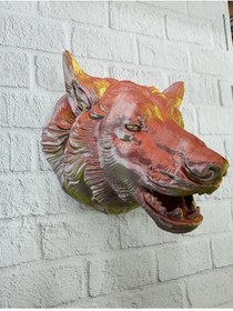 Resim Cn Dekoratif Altın Gold Kurt Duvar Heykeli Asılabilir Hediyelik 25x19 Cm 