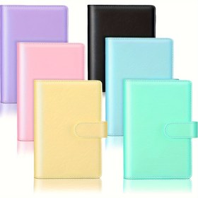 Resim Kişisel planlayıcılar ve organizatörler için manyetik kapanışlı doldurulabilir 6 halkalı defter kapaklarıyla 6'lı A6 PU Deri Ciltler - Çeşitli Renkler 