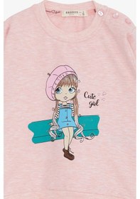 Resim Breeze Kız Çocuk Sweatshirt Sevimli Kız Baskılı 1.5-5 Yaş, Somon Melanj-somon Melanj Somon Melanj 