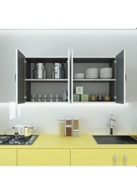 Resim Kenzlife hazır mutfak merta gri 060*120*22 mutfak banyo dolabı kapaklı raflı 