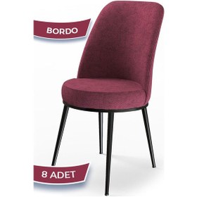 Resim Canisa Dexa Serisi, Üst Kalite Mutfak Sandalyesi, Metal Siyah Iskeletli, 8 Adet Bordo Sandalye Bordo Sandalye 