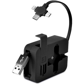 Resim Cep Tipi Telefon Tutuculu Makaralı Uzayıp Kısalabilen 3'ü 1 Arada Usb Şarj Kablosu Çok Renkli 