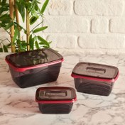 Resim Qlux Bio 3'lü Extra Saklama Kabı Seti - Kırmızı 