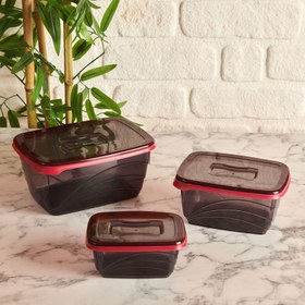 Resim Qlux Bio 3'lü Extra Saklama Kabı Seti - Kırmızı 