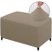 Resim Taupe Yeni Tasarım Jakarlı Dayanıklı Streç Ayak Dayama Osmanlı Kapak Katlanır Depolamalı Tabure Mobilya Koruyucu Yumuşak Dikdörtgen Slipcover S 