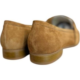 Resim Tufan Shoes Taba Hakiki Süet Deri Toka Detay Loafer Taba 