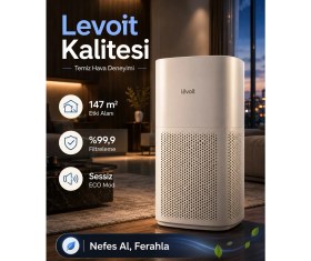 Resim Levoit 147 M² Hepa Aktif Karbon Akıllı Sensörlü Hava Temizleyici Cihaz Koku Giderici Polen Alerjen Duman Pm2.5 PM10 Beyaz 
