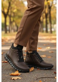 Resim Aspor Kahve Hakiki Deri İçi Polarlı Fermuarlı Kadın Düz Bot Çok Renkli 