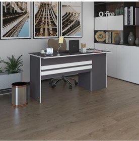 Resim Kenzlife Ofis Masası Kamikaze Gri Sol 75 130 60 Kilitli Kapaklı Dolap Şeritli Bilgisayar Çalışma Masası 