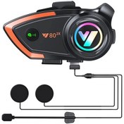 Resim Bfs Yeni Model Y80-2x Motosiklet İntercom 2 Kişilik Bağlantı Rgb Işıklı Bluetooth Kulaklık Seti 