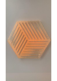 Resim Turuncu Simli Süslemeli Epoksi Bardak Altlığı Geometrik Desen Turuncu 