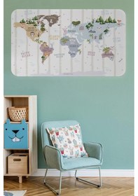 Resim Eğitici Dünya Haritası Dünya Atlası Çocuk Ve Bebek Odası Duvar Sticker -60x105-3825 Renkli 