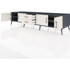 Resim Kronos Tv Ünitesi 2 Raflı 2 Çekmeceli 4 Kapaklı 220x59x51 Antrasit-aytaşı Aytası/aytası - Antrasıt 