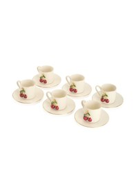 Resim İpekk Kahve 6'lı Kahve Fincan Takımı - Beyaz / Kırmızı - 90 Ml Çok Renkli 