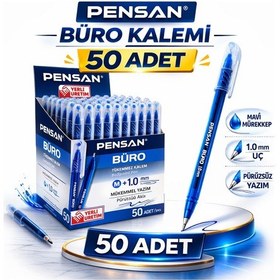 Resim Pensan Büro Tükenmez Kalem 1.0 Mm Mavi 50 Adet Koyu Mavi 