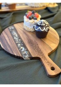 Resim Akasya Küçük Boy Yuvarlak Kesme Tahtası 