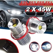 Resim Ganzhoushop Yurt W Melek Led Led Işaretleyici Halo Halka Gözler Far E61 E60 E53 E39 Dışından -bmw Beyaz Araba Ampulü Ampul 45 Lq 