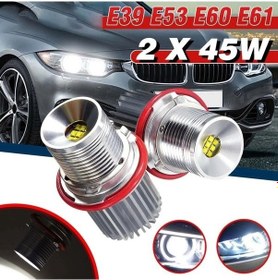 Resim Ganzhoushop Yurt W Melek Led Led Işaretleyici Halo Halka Gözler Far E61 E60 E53 E39 Dışından -bmw Beyaz Araba Ampulü Ampul 45 Lq 
