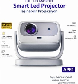 Resim VOOKA Projeksiyon Cihazı Taşınılabilir Wifi 2.4+5G-6.0 4K UHD 150 İnç Dahili Hoparlör 180 Derece Smart Led 