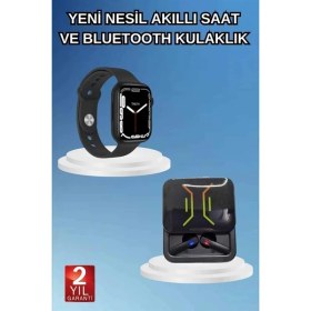 Resim Kont Bluetooth Bağlantılı Kablosuz Kulaklık ve Yeni Nesil Akıllı Saat 5.0 Bluetooth 