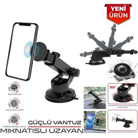 Resim Araç İçi Mıknatıslı Vantuzlu 360 Derece Ayarlanabilir Telefon Tutucu Siyah Br590 1071 Siyah 