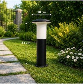 Resim Zita 41 cm Set Üstü Bahçe Armatürü Siyah Mantar Model IP54 Su Geçirmez E27 Ampul Uyumlu Yerli Üretim Dış Mekan Lamba 