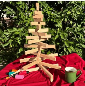 Resim Leftover Ahşap Yılbaşı Ağacı - Ham Ahşap - 54cm Çap 40cm 