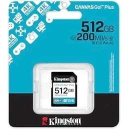 Resim Kingston Sdg4-512Gb 512Gb Sdxc Canvas Go Plus Gen4 200Mb-S C10 Uhs-İ U3 V30 Hafıza Kartı 