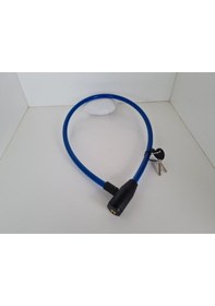 Resim Bisiklet Kilidi - Anahtarlı Çelik Halatlı Kilit 12x80 Kilit Mavi 