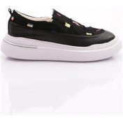Resim Dgn 057 Kadın Lastikli Sneaker Ayakkabi Siyah Kot 