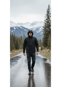 Resim Luxic Core Erkek Siyah Kapüşonlu Softshell Mont Su Ve Rüzgar Geçirmez Outdoor Günlük Kullanım 