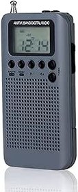 Resim HRD-104 Taşınabilir AM/FM Stereo Radyo Cep 2-Band Dijital Ayarlama Radyo Alıcı Açık Radyo w/Kulaklık İpi 1.3 inç LCD Ekran-Sazoley 