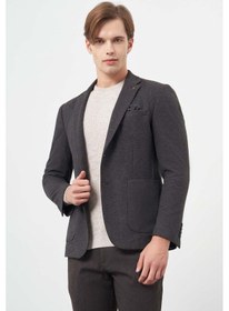 Resim İmza Siyah Kendinden Desenli Örme Mono Yaka Astarsız Çift Yırtmaç 2 Düğme 6 Drop Slim Fit Casual Ceket 1002245151 Siyah 
