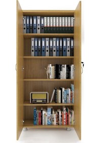 Resim Modüler Dünyası Tam Kapak Kitaplık Dosya Dolabı Teak - 80X38X188 Teak 