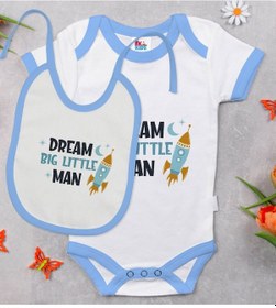 Resim Bk Kids Dream Big Little Man Tasarımlı Mavi Bebek Body Zıbın Ve M Çok Renkli 